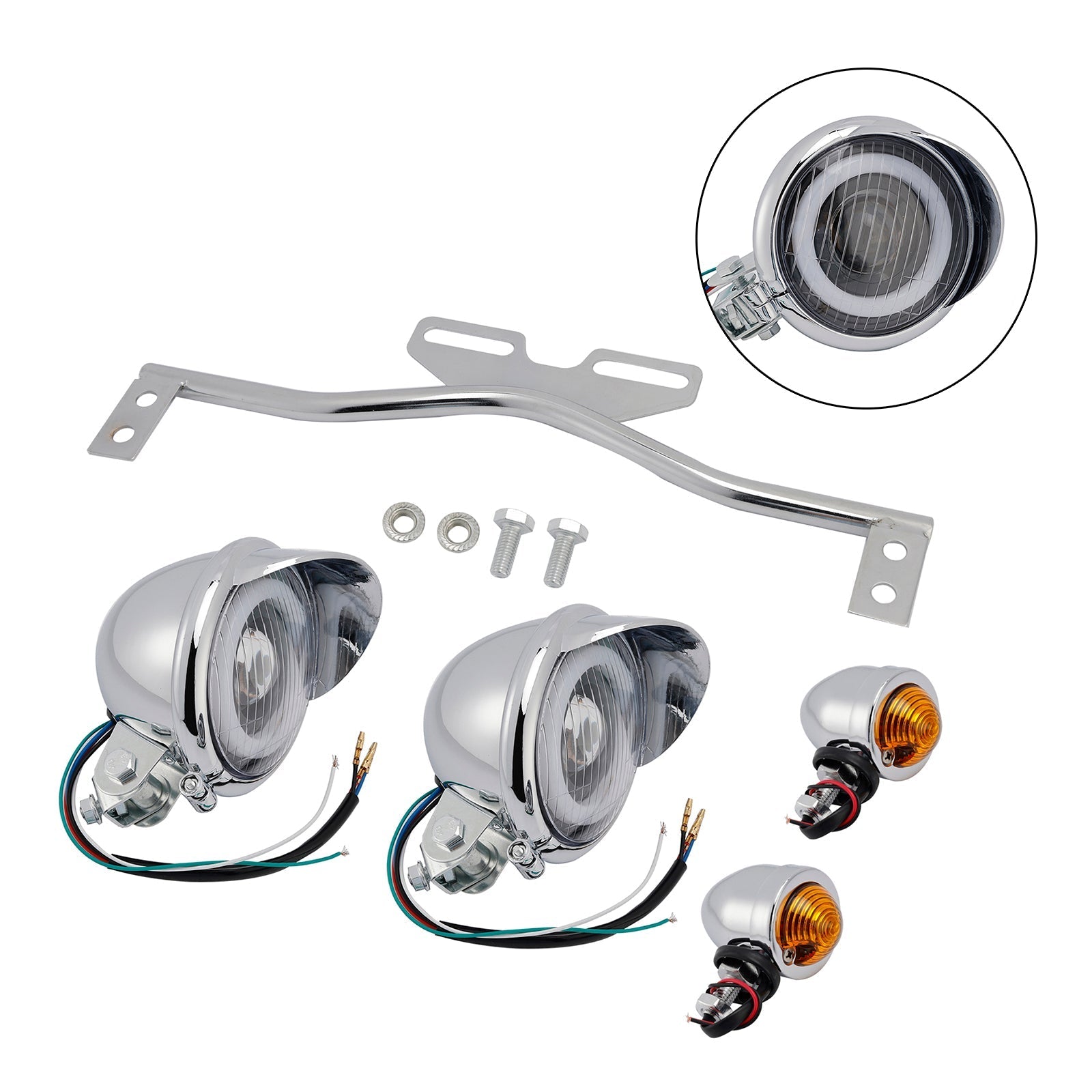 22 Headlight Lamp Spotlight Universal Coler Switch Fits Chrome For Motorcycle