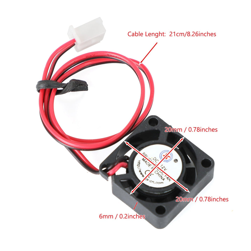 12V Brushless DC Cooling Blower Fan 2 Pin 20x20x6mm 0.06A 2006