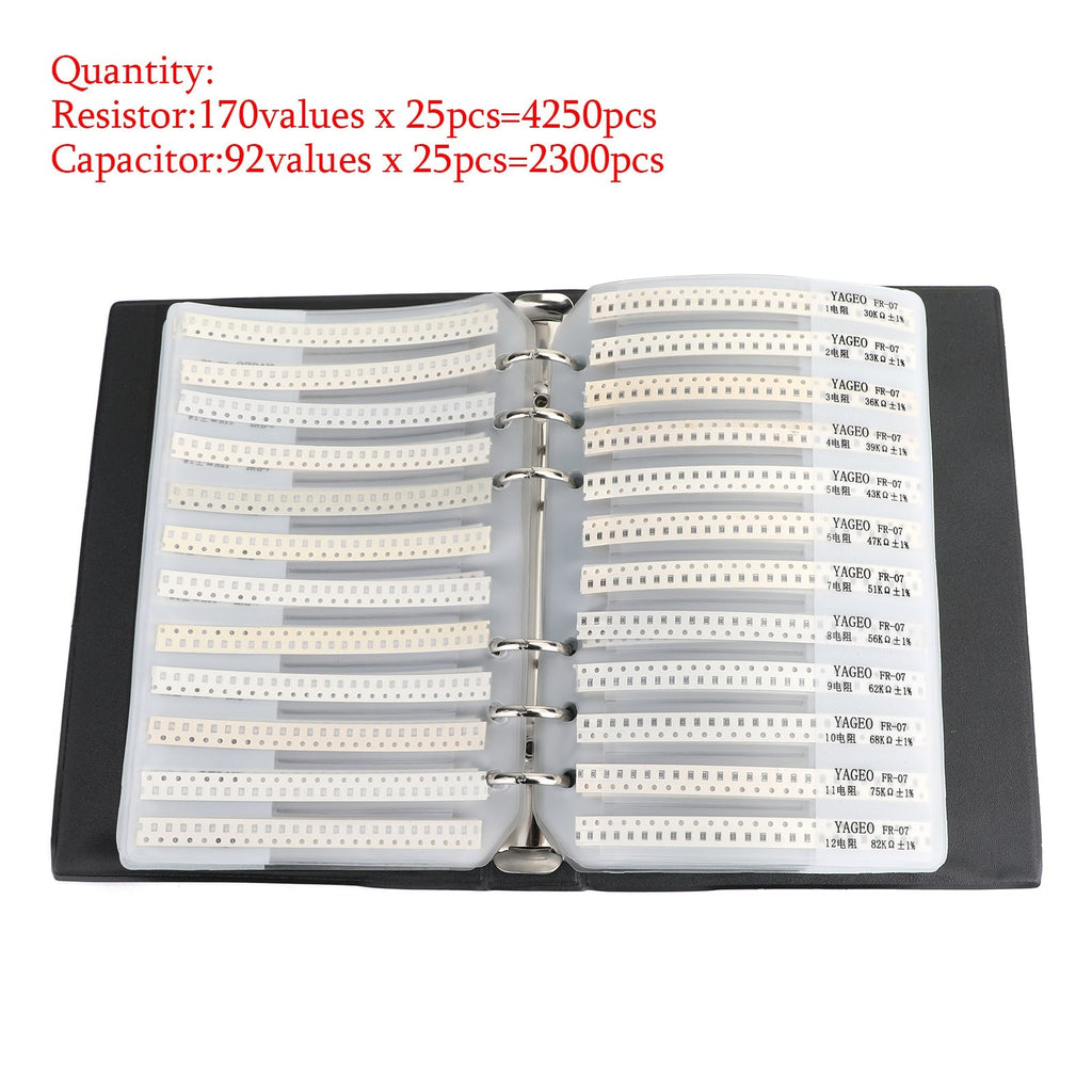 0201 0402 0603 0805 1206 170-Value 1% SMD Resistor and Capacitor Sample Assortment Book