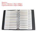 0201 0402 0603 0805 1206 170-Value 1% SMD Resistor and Capacitor Sample Assortment Book