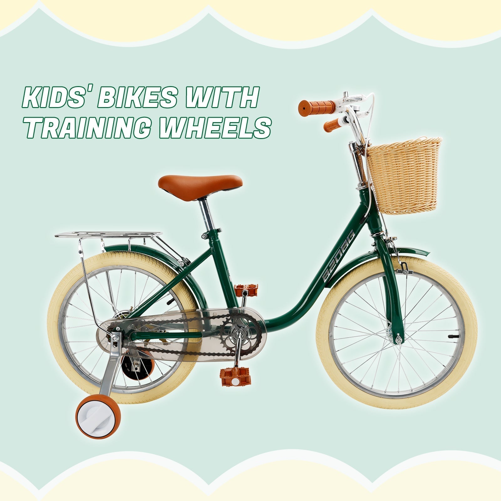 18 Inch Children's Bike with Basket Suitable for Ages 7-9 Boys and Girls
