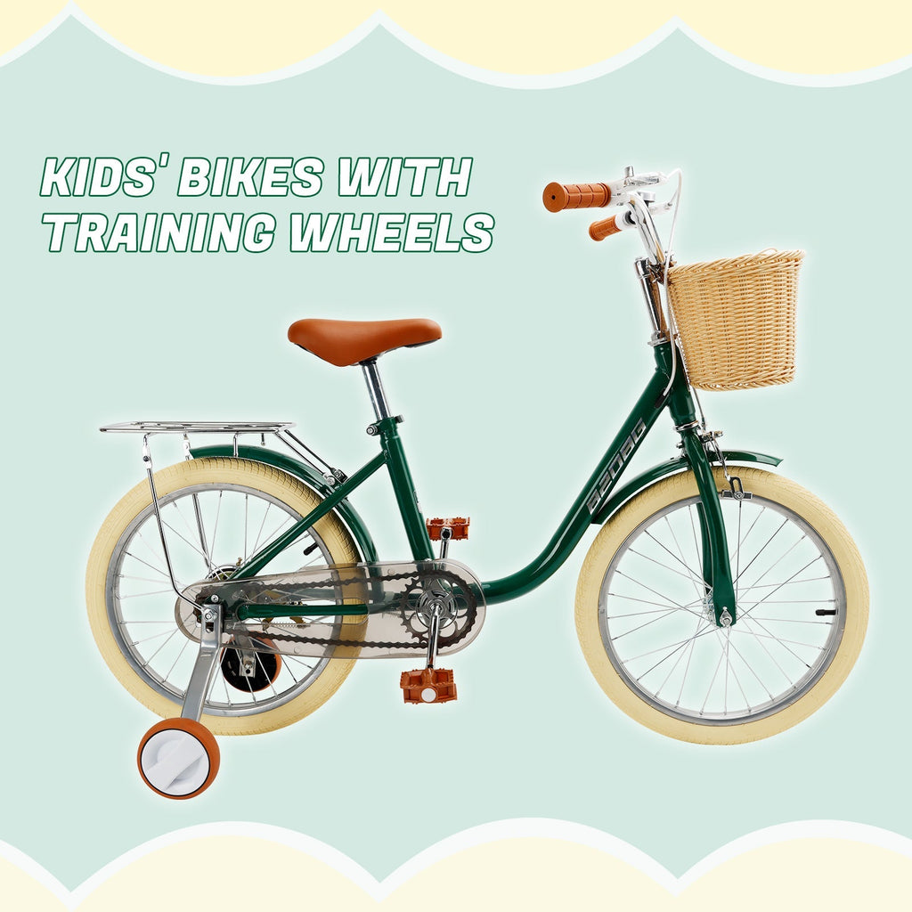 18 Inch Children's Bike for Boys and Girls Ages 7-9 with Front Basket