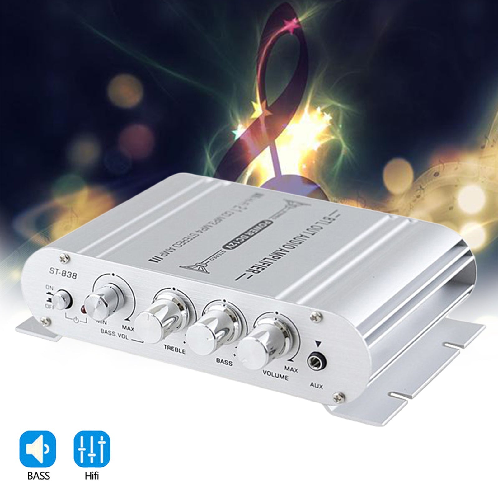 400W 2.1 Channel 12 Volt Car Stereo Amplifier Hi-Fi MP3 Auto Radio Booster CA