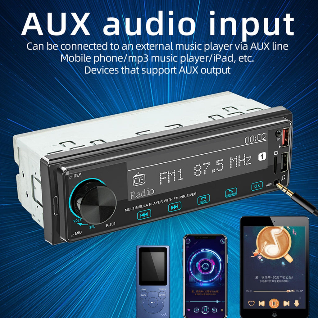 Bluetooth FM Radio Stereo 1DIN Car MP3 Player with DAB and 2.5D Touch Display