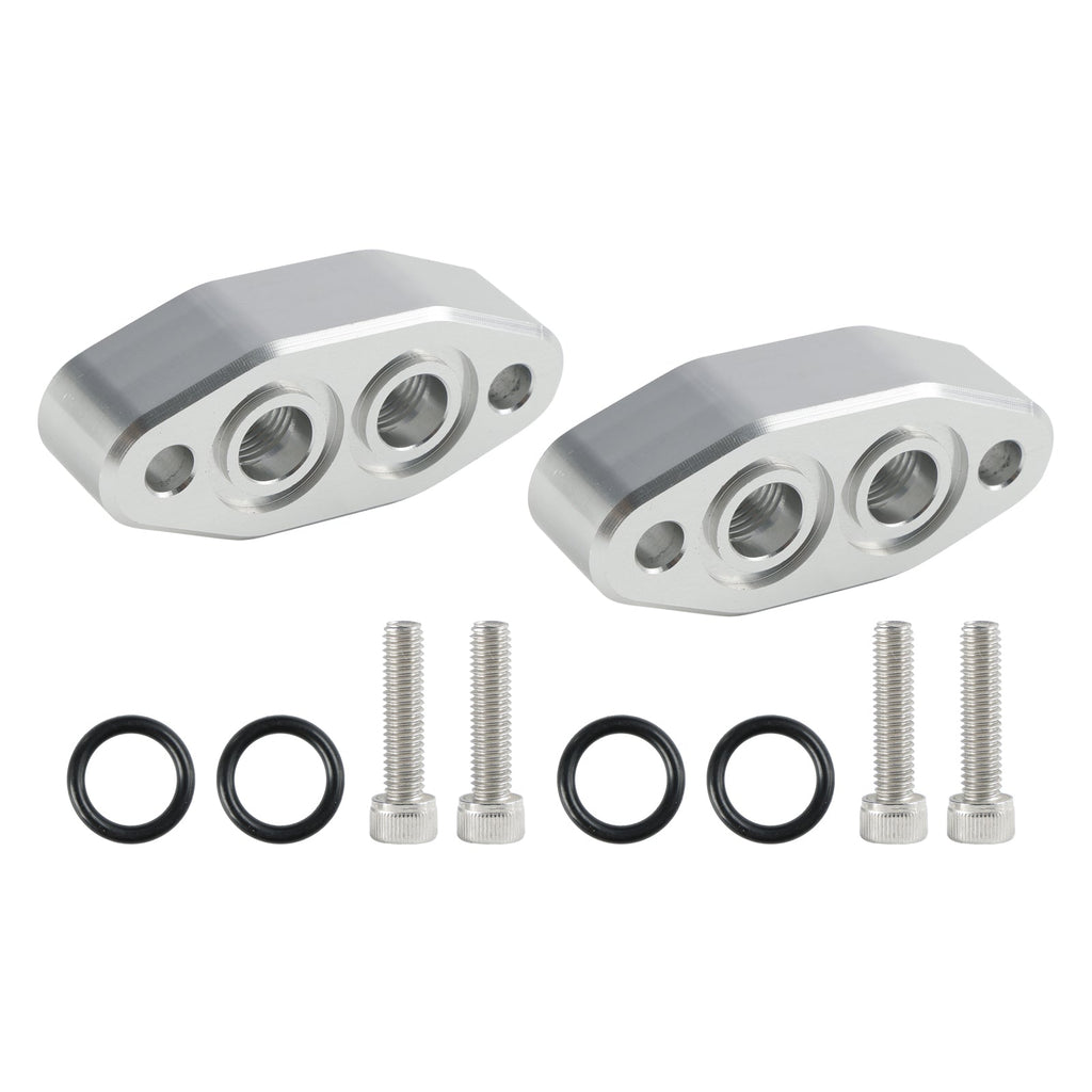 2 Pack LS1 LS2 LS3 LSX Oil Cooler Sandwich Plate -6AN ORB Inlet Outlet Adapter