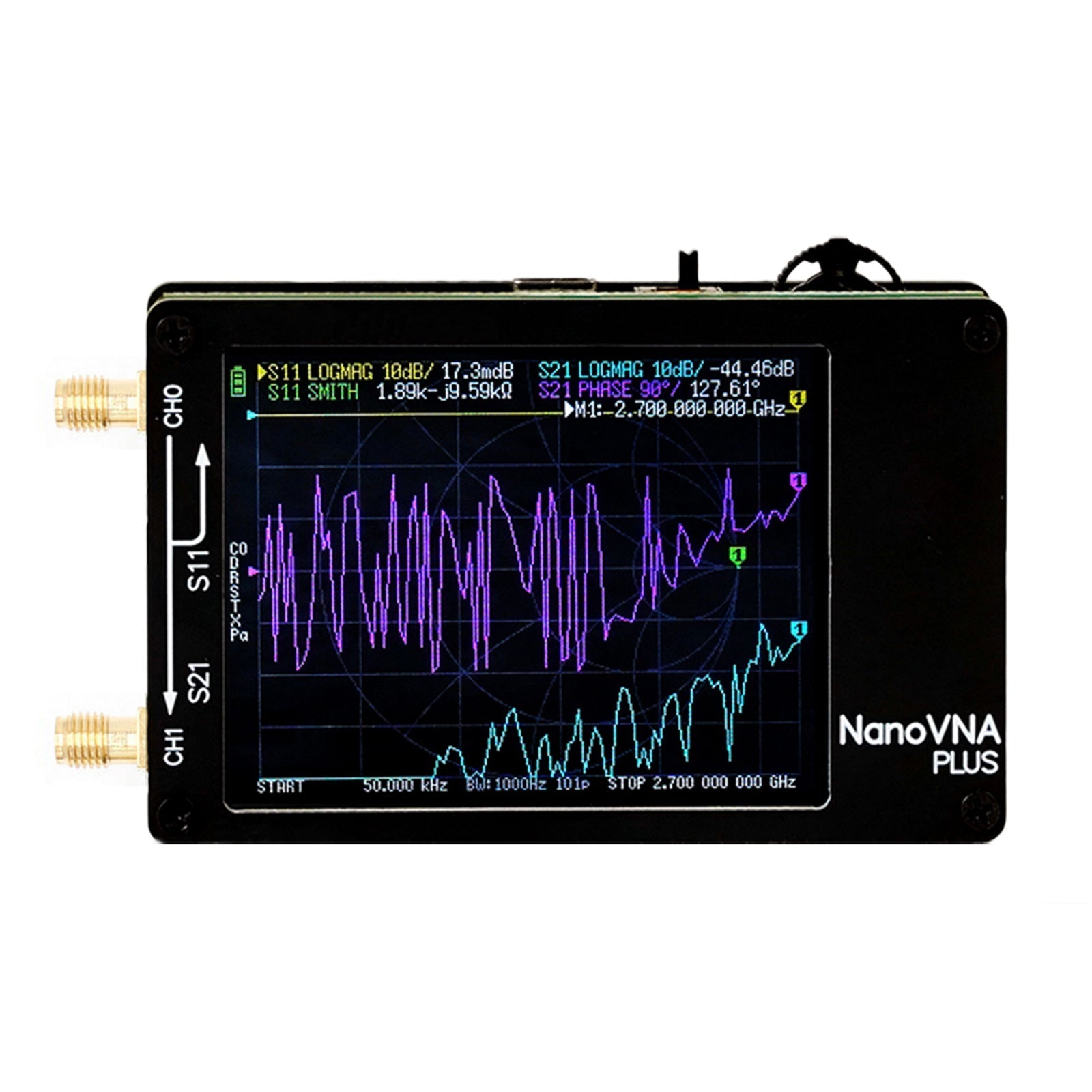 2.8Inch NanoVNA Plus Enhanced Handheld Vector Network Analyzer 50kHz-2.7GHz Range