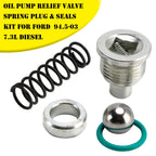 Ford 7.3L Diesel Engine Oil Pump Relief Valve Spring Plug and Seals Kit for F-Series Super Duty and E-Series 1994-2003
