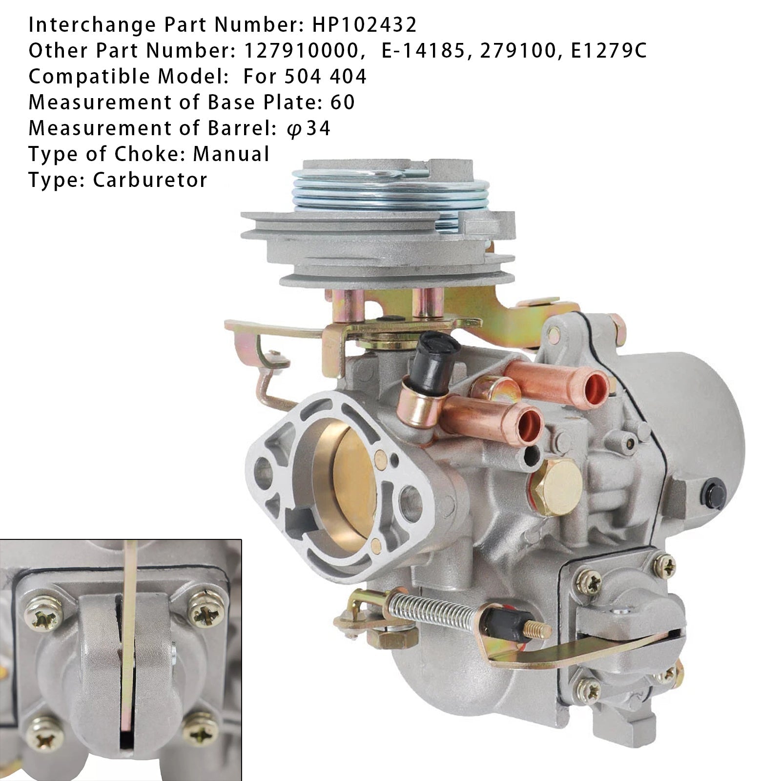 1969 to 1983 Peugeot 504 Fuel Carburetor 127910000