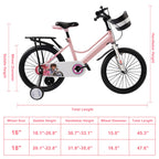 16" and 18" Youth Bike with Stabilizer Wheels, Front Basket and Luggage Rack