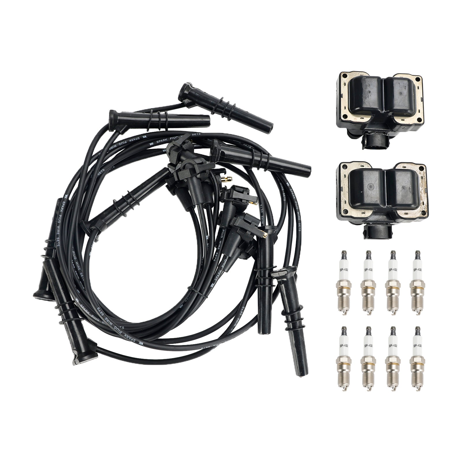 Lincoln Town Car V8 4.6L 1991-1997 Ignition System Kit 8 Spark Plugs Coil Pack and Wire Set FD487 SP432