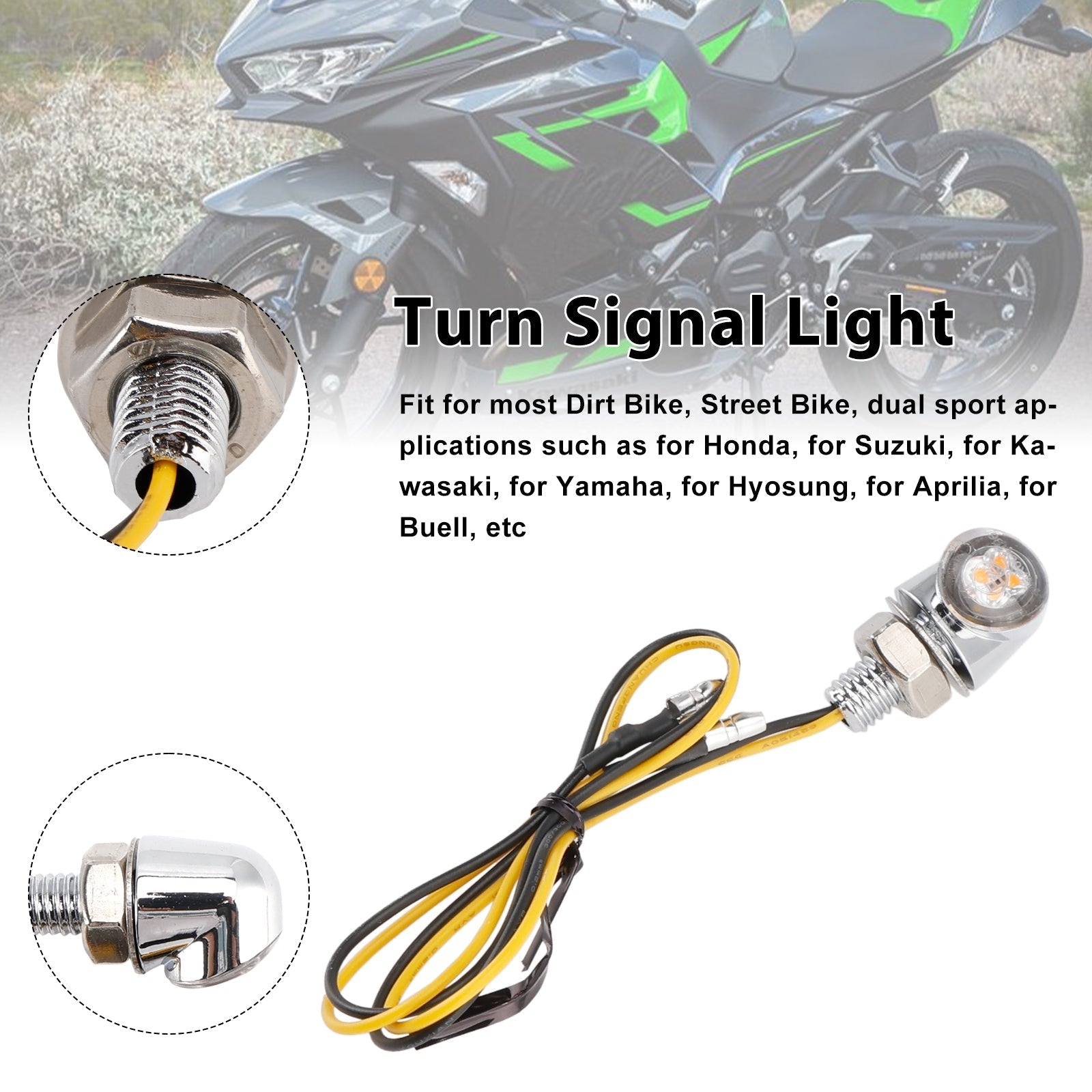 12V Universal Honda Motorcycle 8mm LED Turn Signal Light Indicator