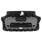 17-19 Audi A3 S3 Front Grille Honeycomb RS3 Design ACC Compatible Gloss Black