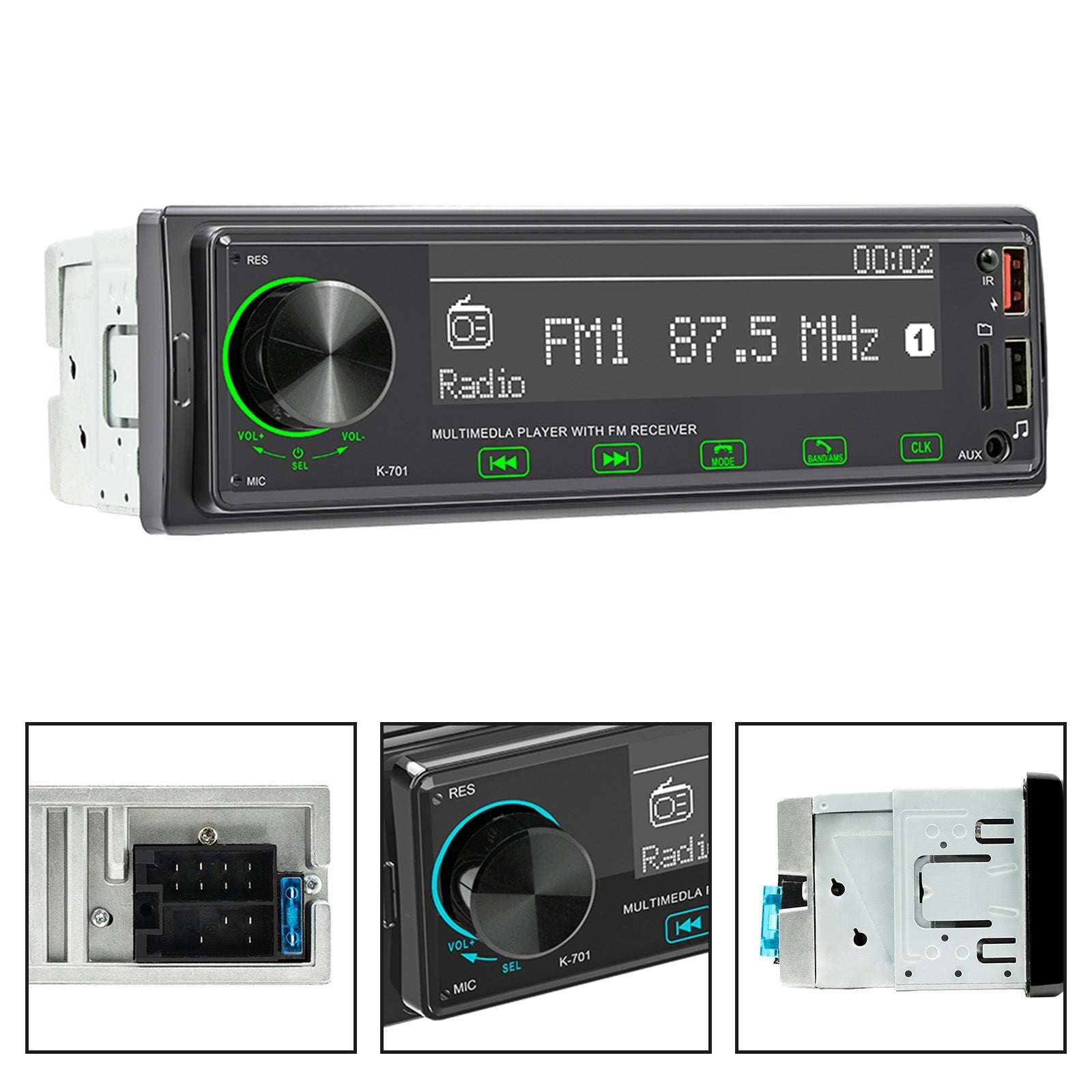 Bluetooth FM Radio Stereo 1DIN Car MP3 Player with DAB and 2.5D Touch Display