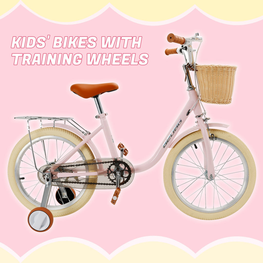 18 Inch Children's Bike for Boys and Girls Ages 7-9 with Front Basket