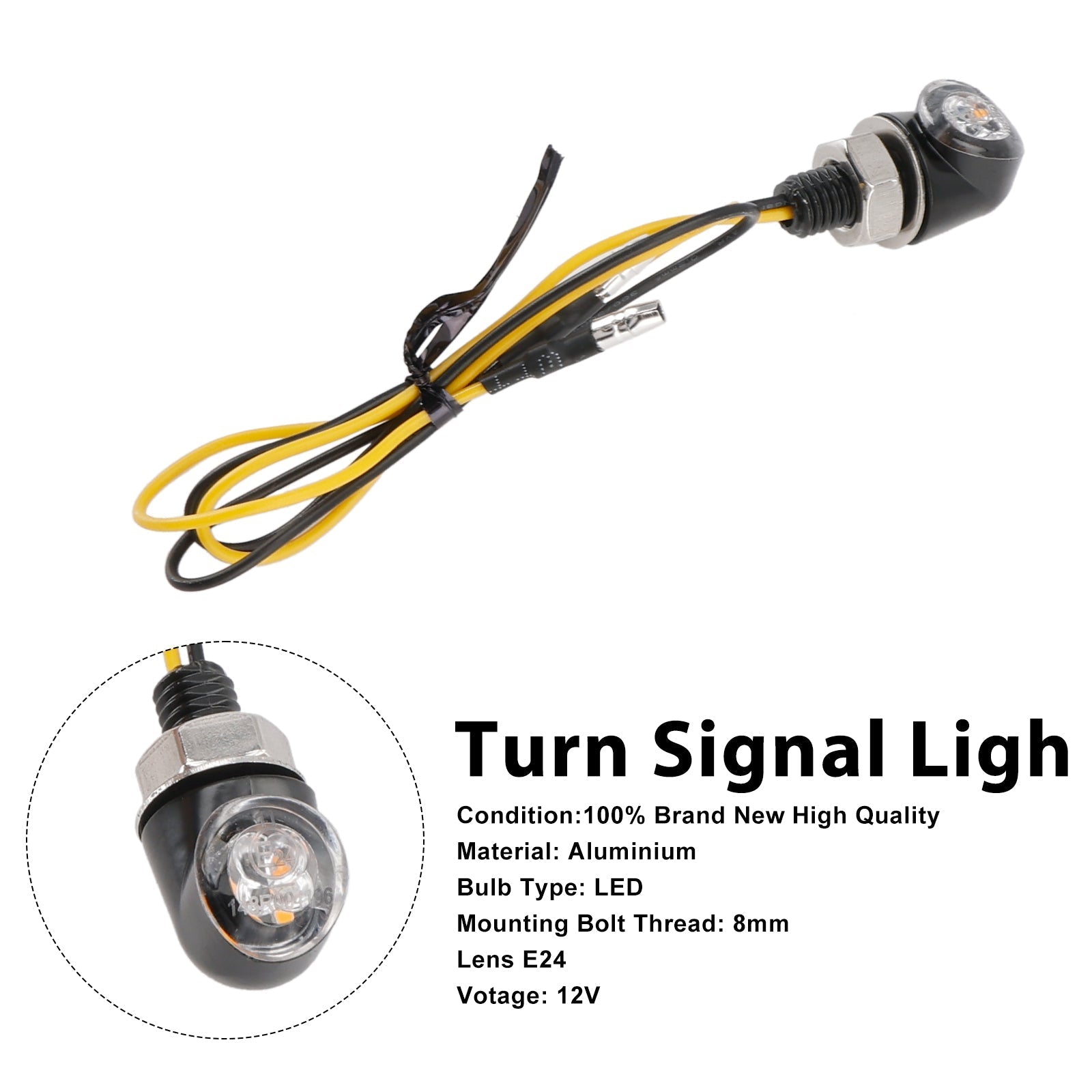 12V Universal Honda Motorcycle 8mm LED Turn Signal Light Indicator