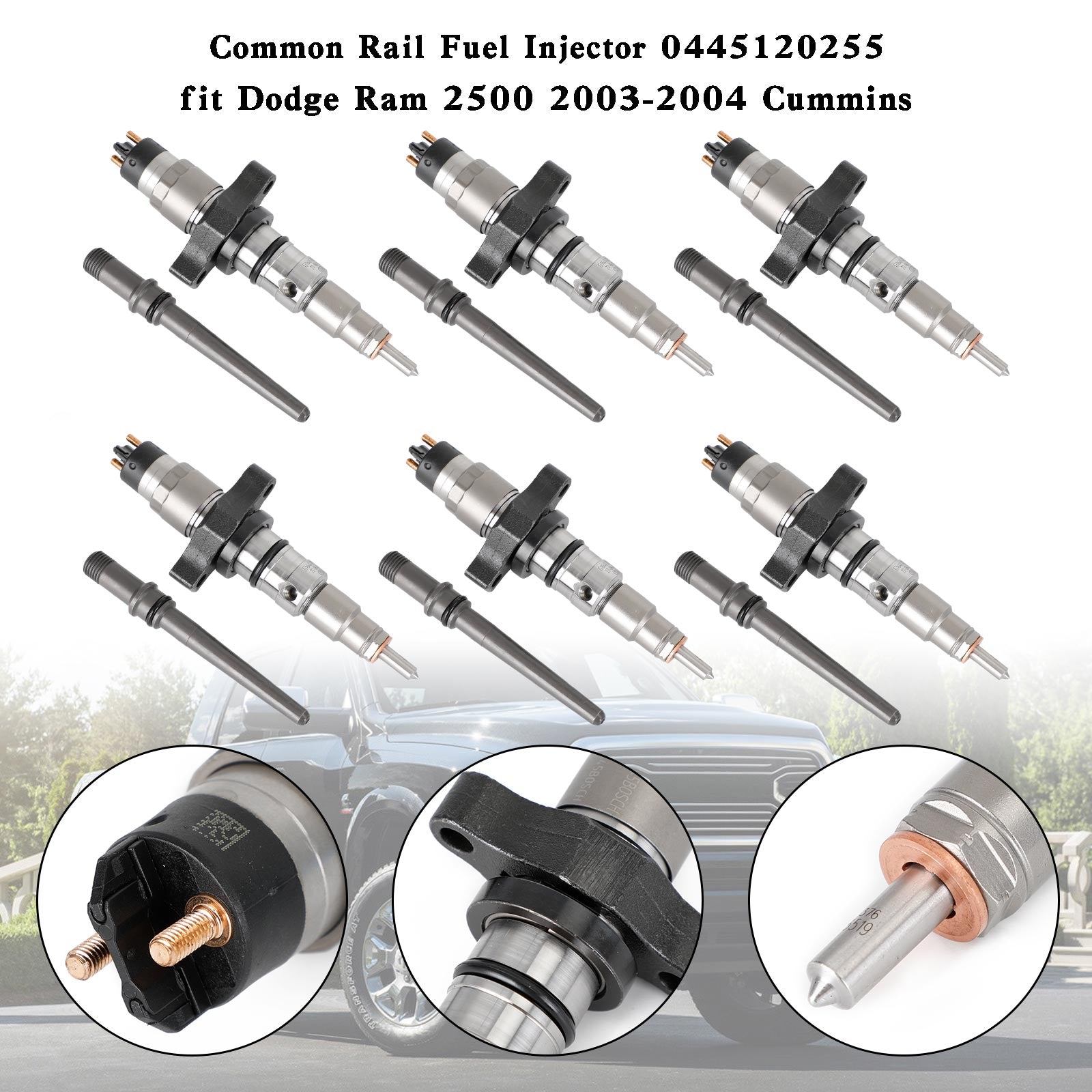 2003-2004 Dodge Ram Heavy Duty 2500 3500 Pickup 5.9L Diesel Common Rail Injector 0445120255 Single or 6-Pack