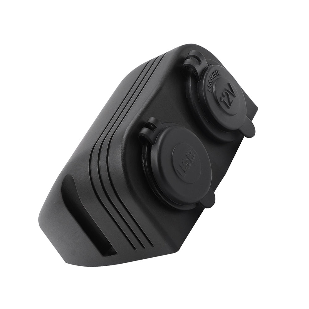 12V/24V Dual Socket Cigarette Lighter Charger Panel with 2 Hole Installation for Vehicles and Marine Use