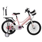 18" Youth Bike with Kickstand, Training Wheels and Baggage Rack - Pink