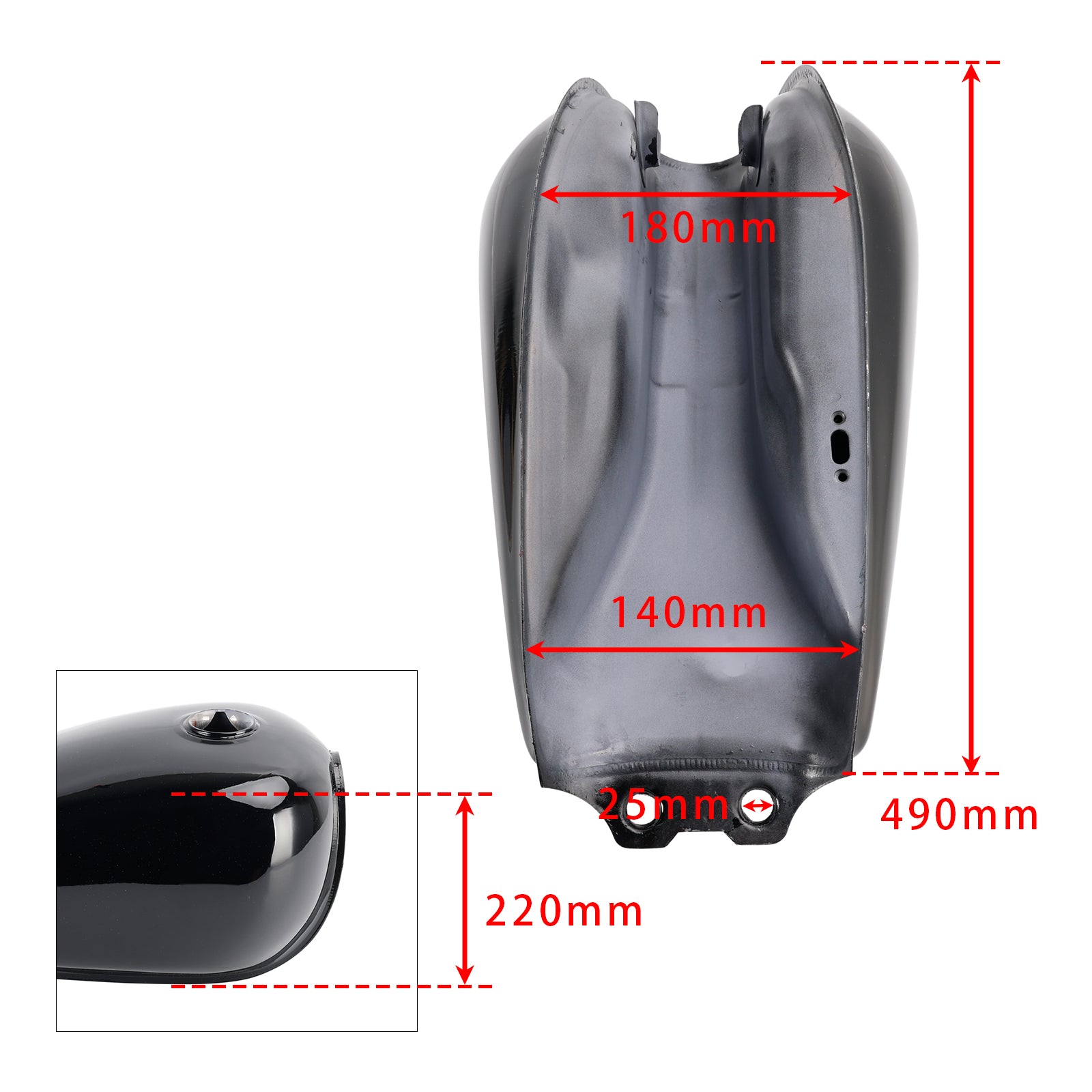 Glossy Black Fuel Tank for 1994-1999 Suzuki GN 125 NF41A 4-Stroke Classic Retro
