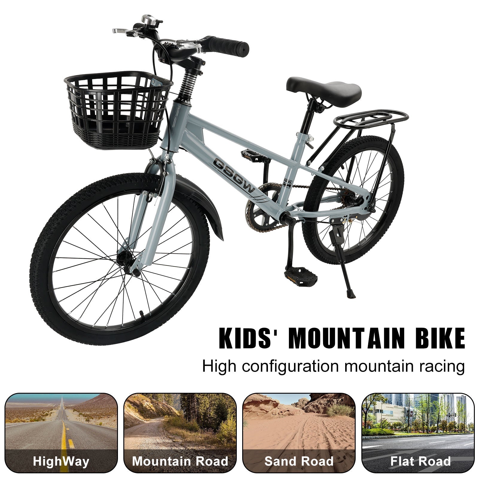20 Inch Kids Bicycle with Basket Suitable for Teenage Boys and Girls