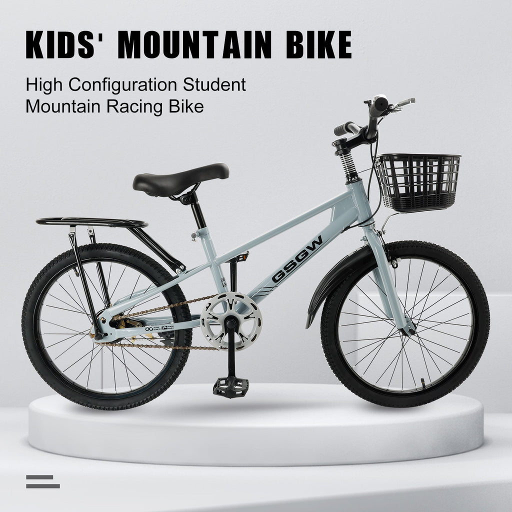 Children's 20 Inch Bicycle with Basket for Boys and Girls Teens