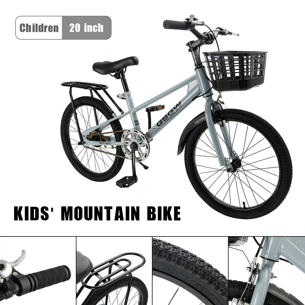 Children's 20 Inch Bicycle with Basket for Boys and Girls Teens