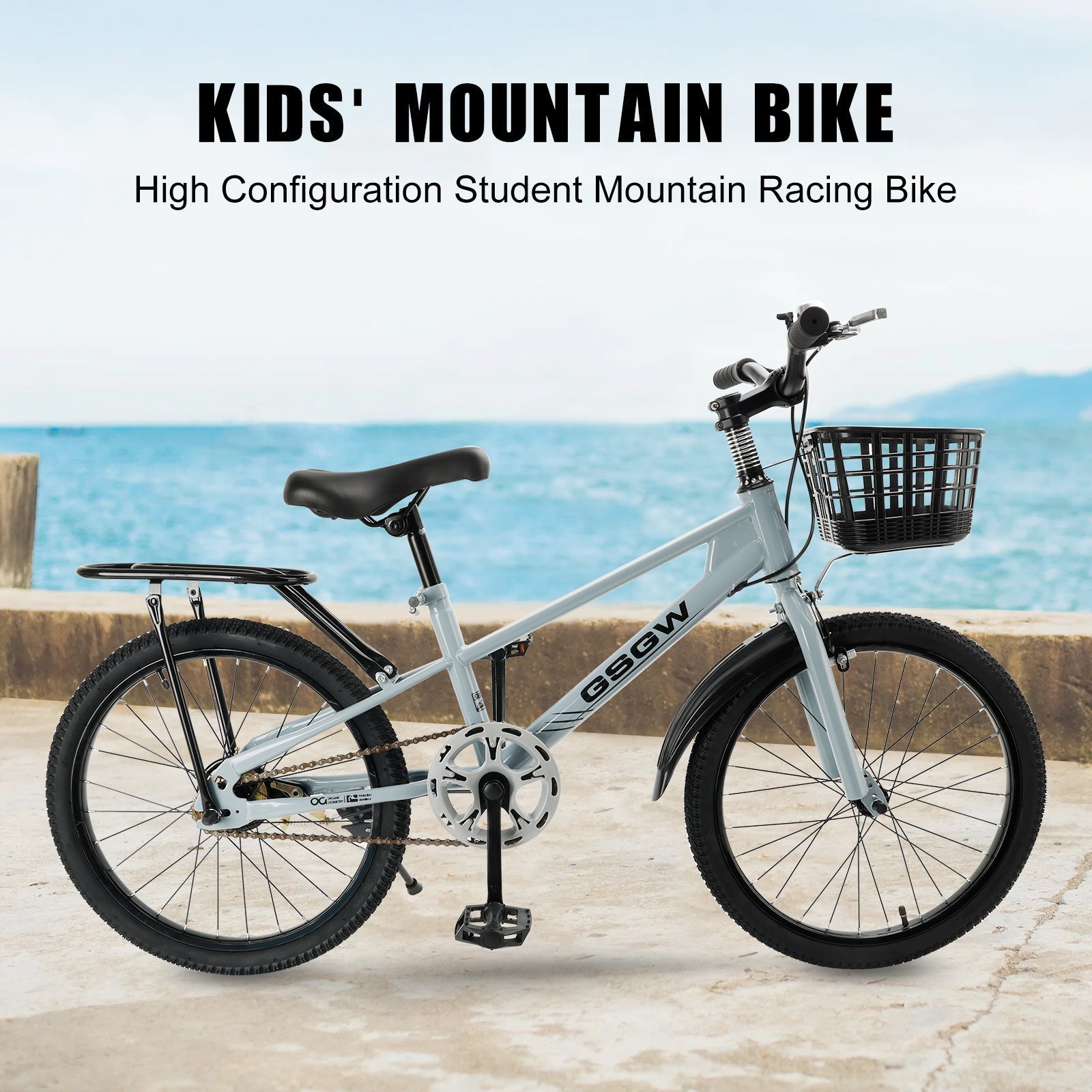 Children's 20 Inch Bicycle with Basket for Boys and Girls Teens