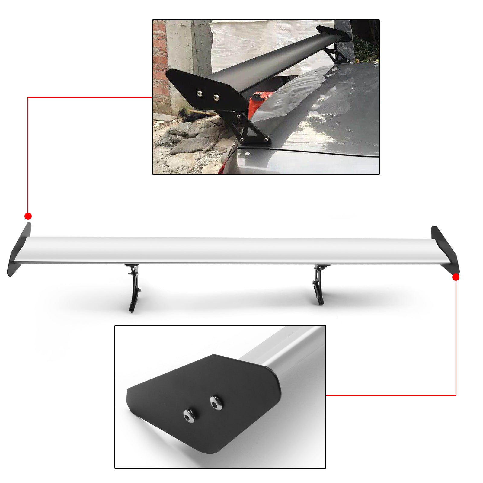 135cm Aluminum Adjustable Racing GT Hatch Rear Wing Spoiler Universal