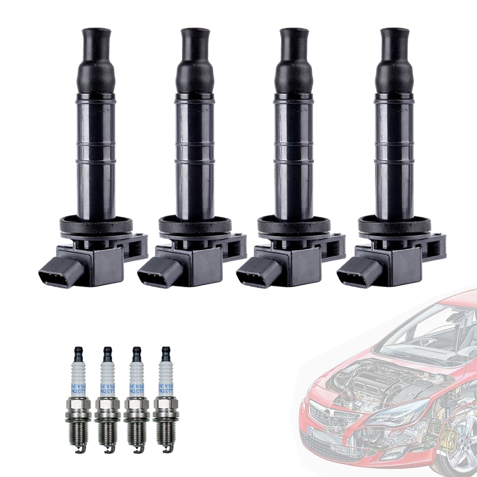 Toyota RAV4 2001 2002 2003 Ignition Coil and Spark Plug Set UF333 UF494 2.0L 4-Cylinder