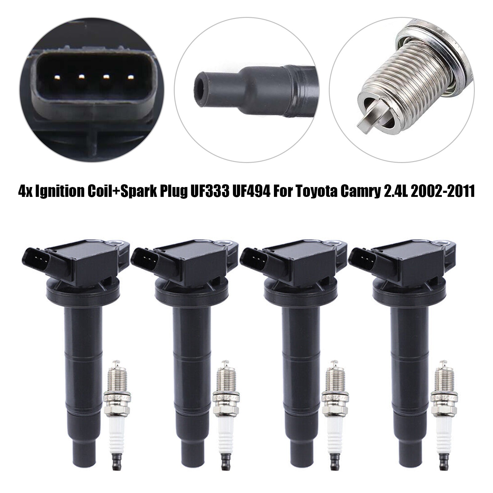 Toyota RAV4 2001 2002 2003 Ignition Coil and Spark Plug Set UF333 UF494 2.0L 4-Cylinder