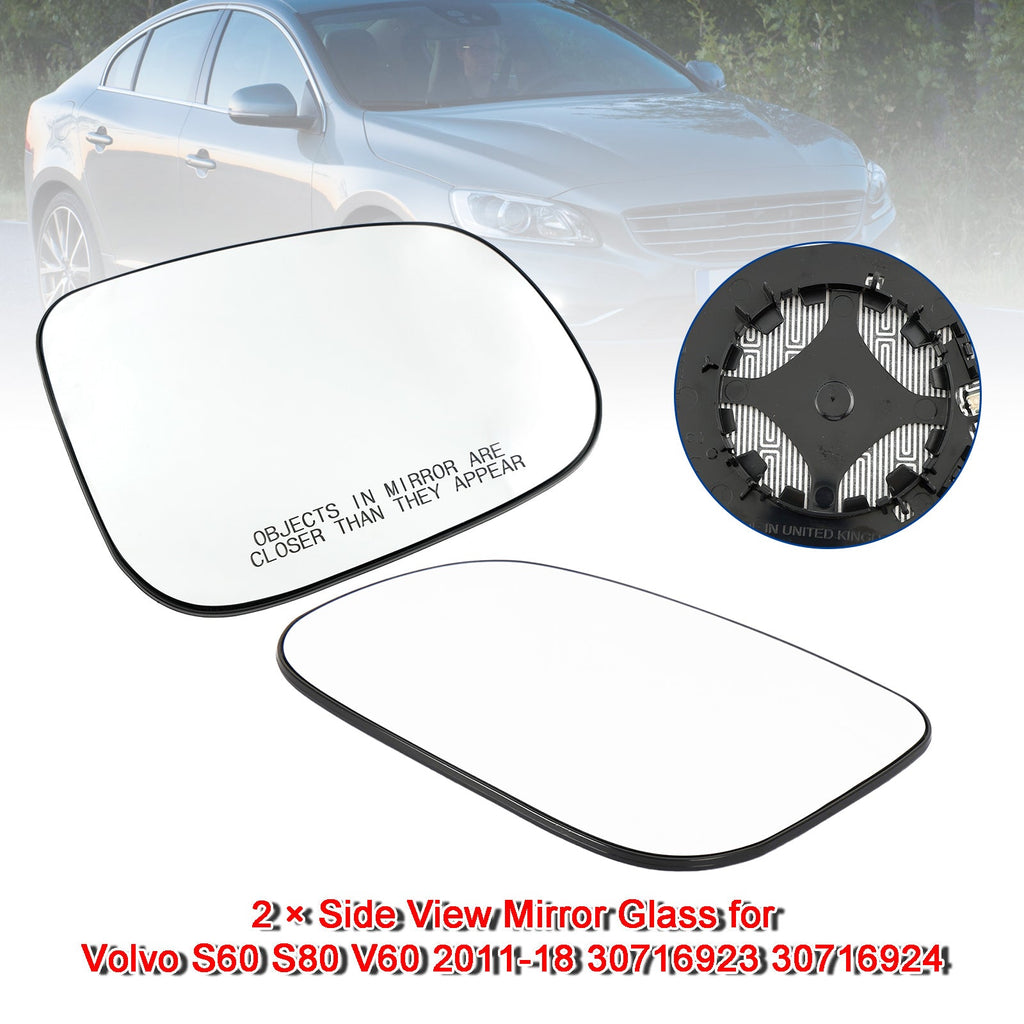 Volvo S60 V60 S80 2011-2018 Driver Passenger Side Mirror Glass 30716923 30716924