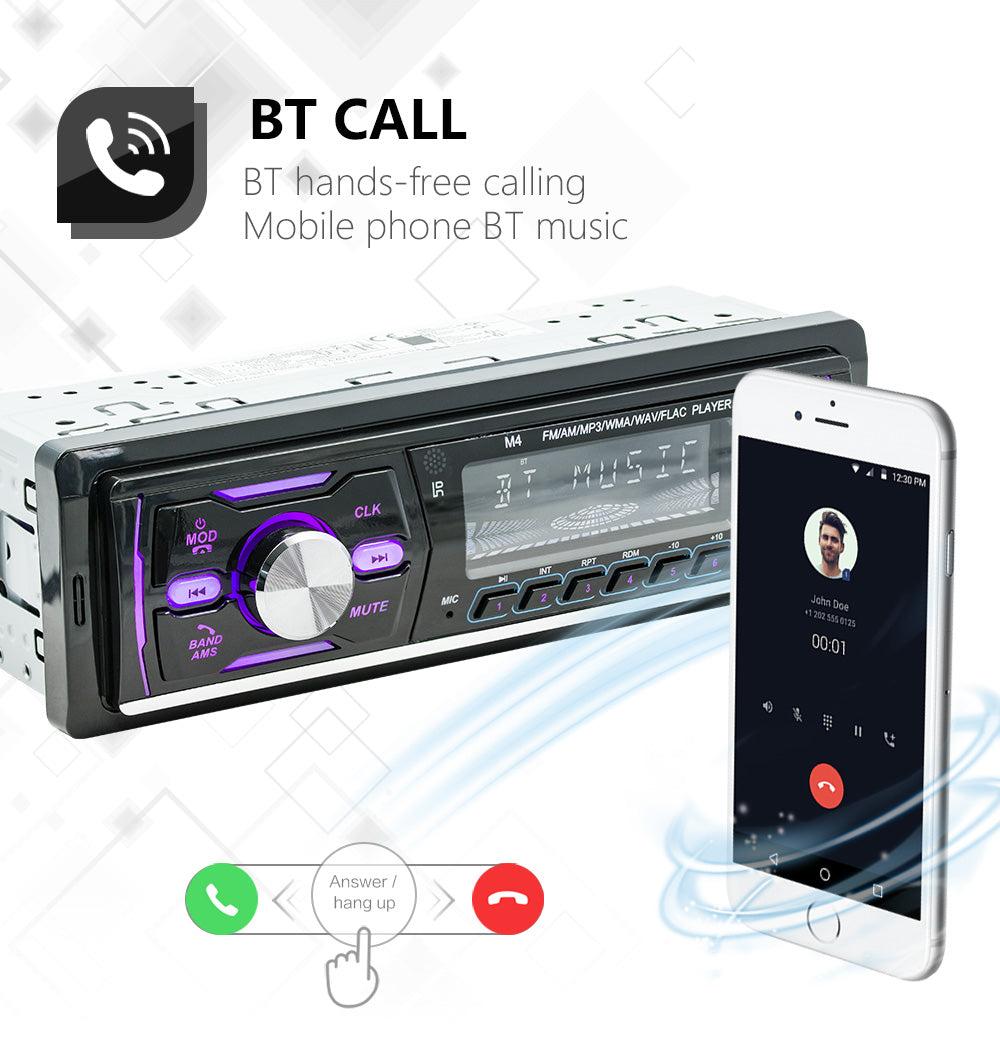1 DIN In-Dash Bluetooth Stereo Radio MP3 Player with USB AUX FM AM RDS DAB