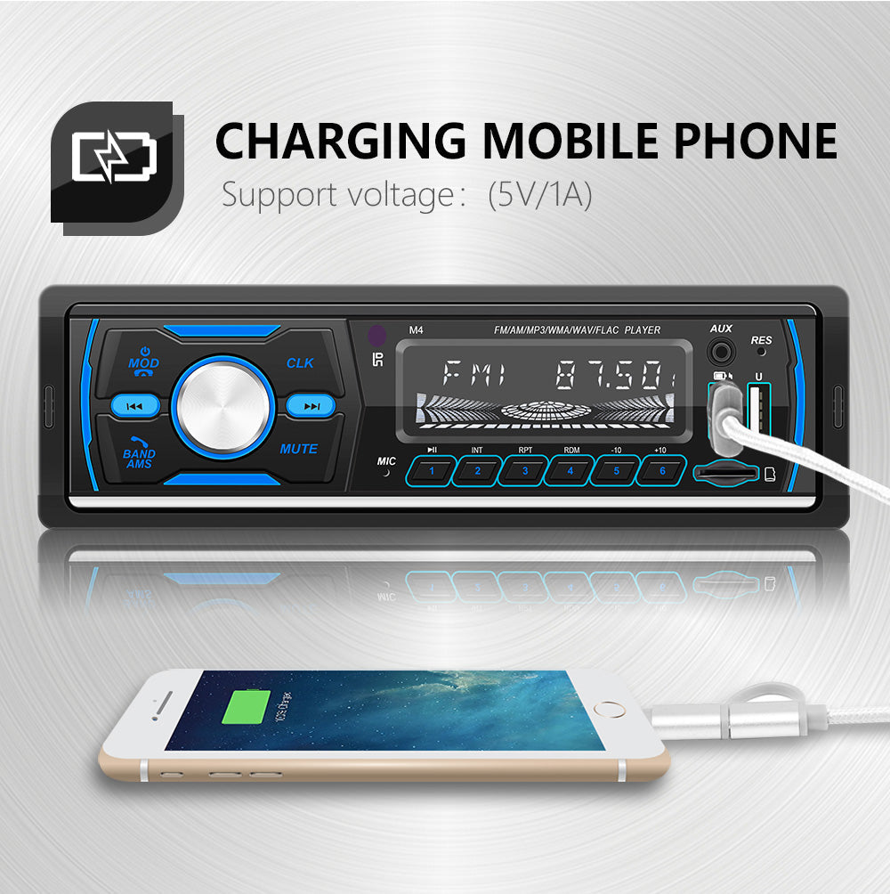 1 DIN In-Dash Bluetooth Stereo Radio MP3 Player with USB AUX FM AM RDS DAB