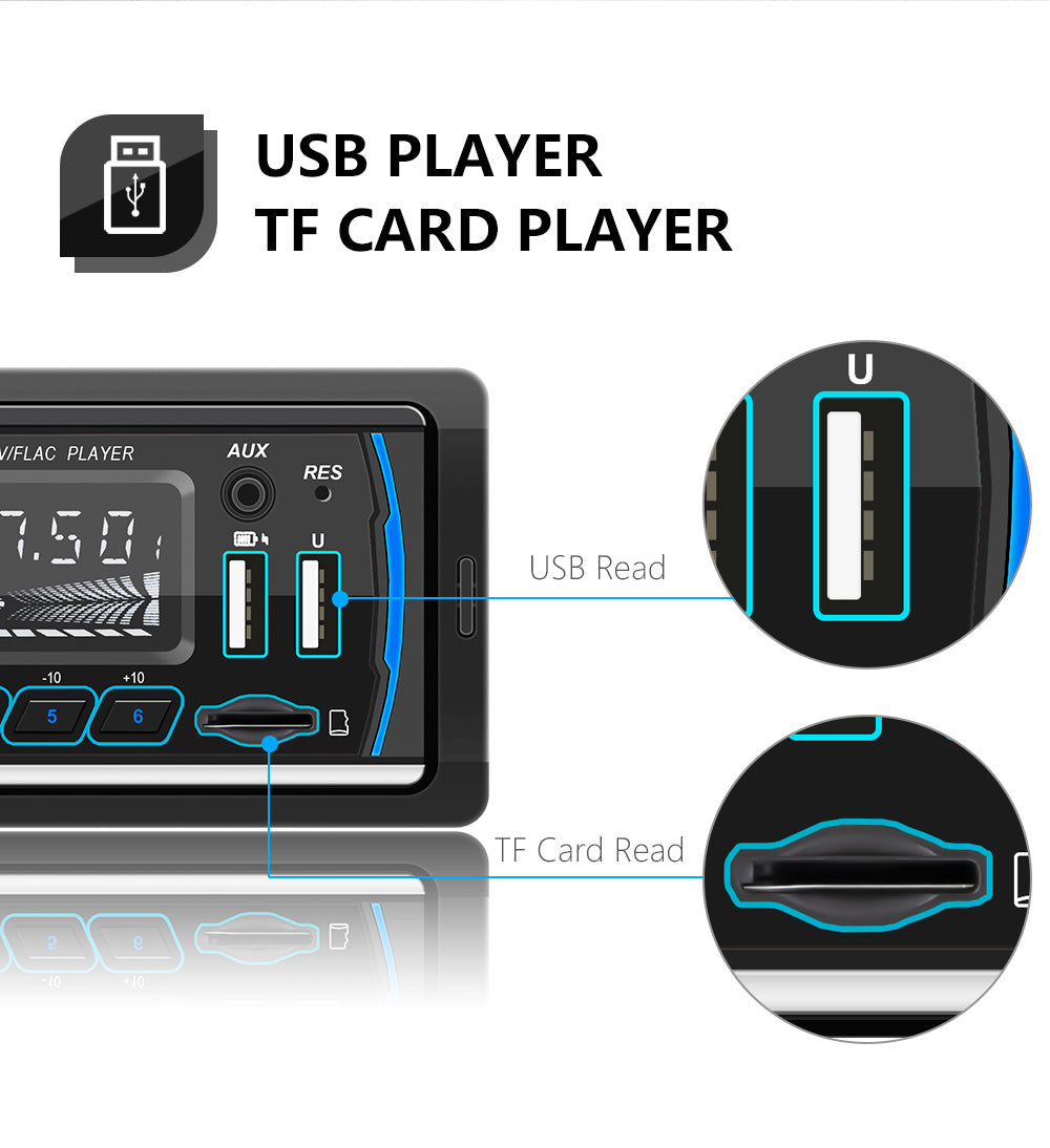 1 DIN In-Dash Bluetooth Stereo Radio MP3 Player with USB AUX FM AM RDS DAB
