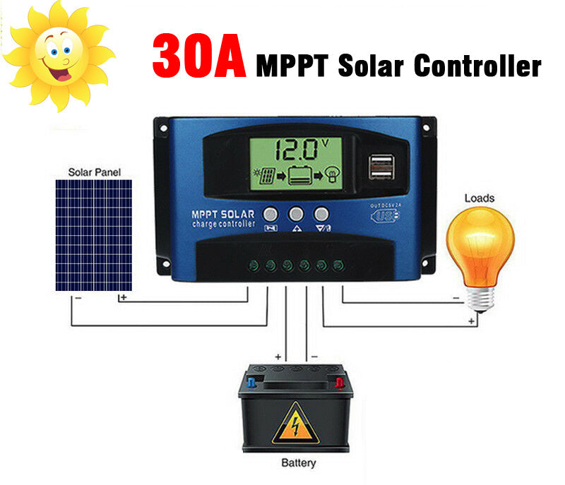 MPPT PWM Solar Battery Charger Controller 12V-24V Compatible with Lead-Acid and Lithium Lifepo4
