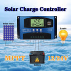 MPPT PWM Solar Battery Charger Controller 12V-24V Compatible with Lead-Acid and Lithium Lifepo4