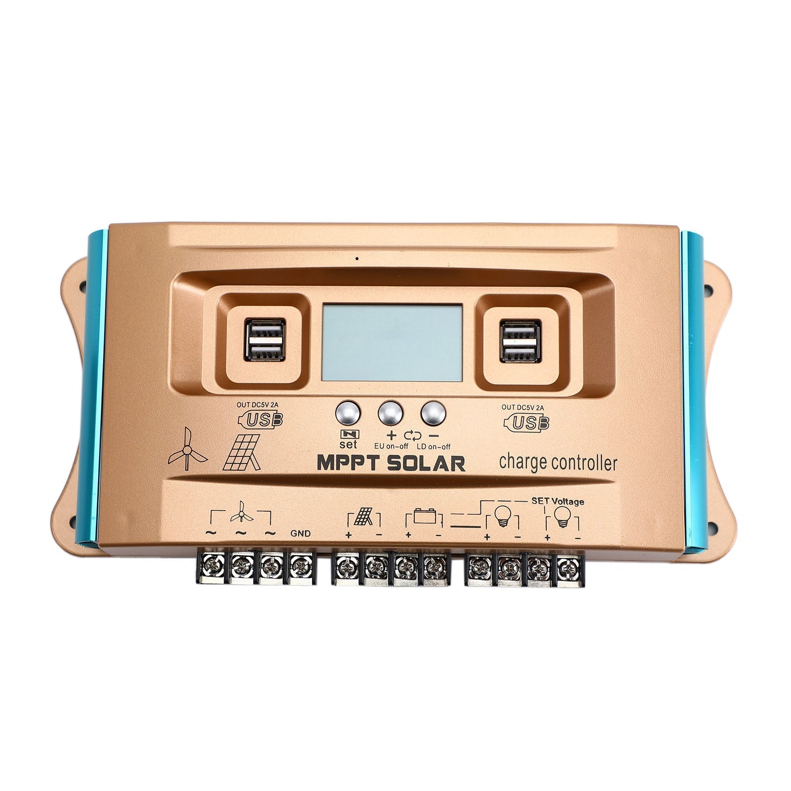 12V-60V 30A-100A Wind and Solar Hybrid MPPT Charge Controller with Dual USB Auto Function