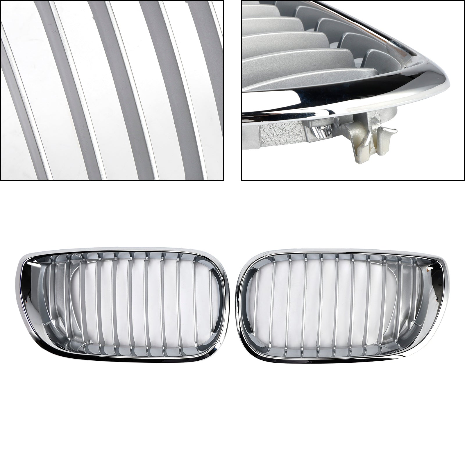 Front Hood Kidney Grille Chrome for 2002 2003 2004 2005 BMW E46 3 Series