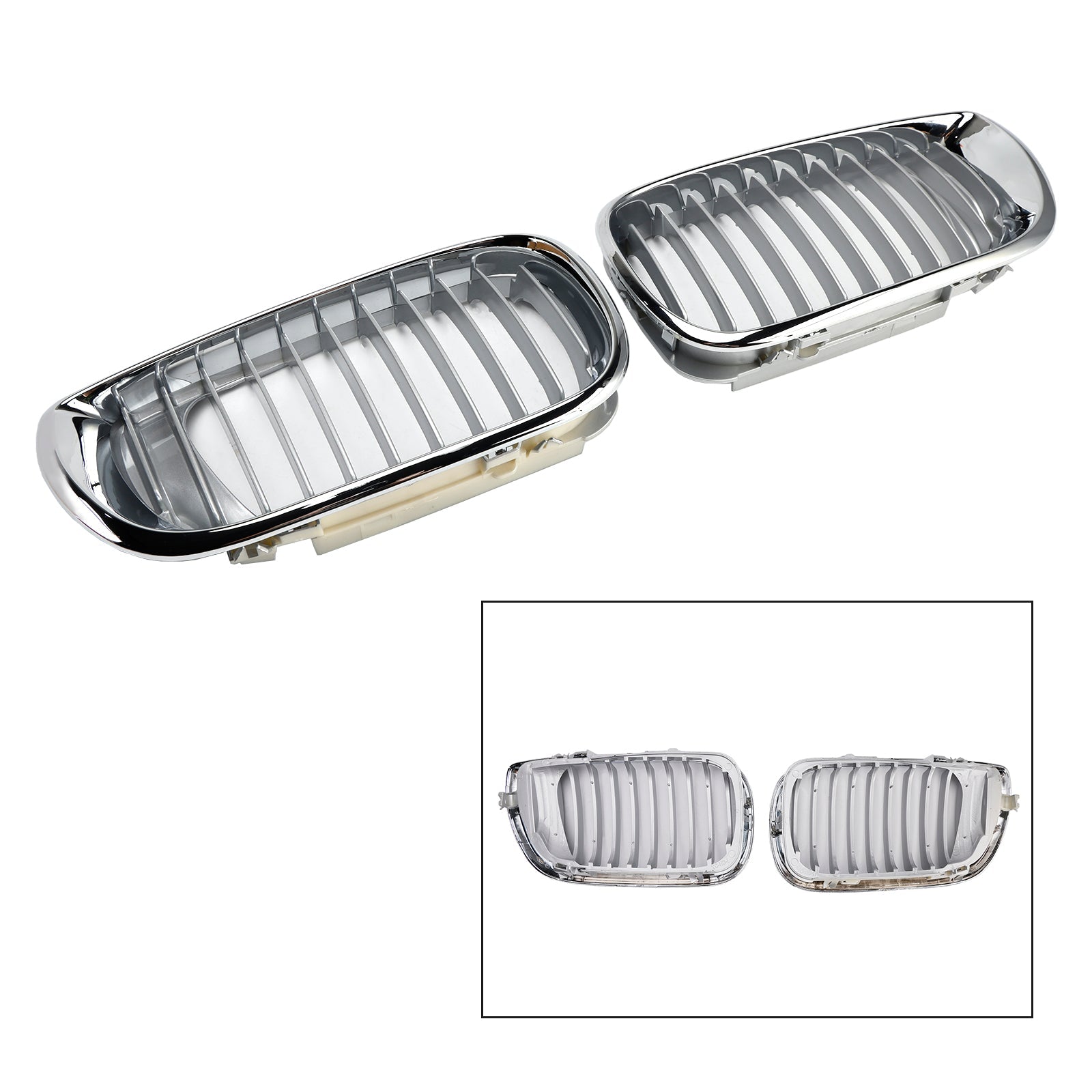 BMW 3 Series E46 Chrome Front Kidney Grille Hood 2002-2005 4 Door