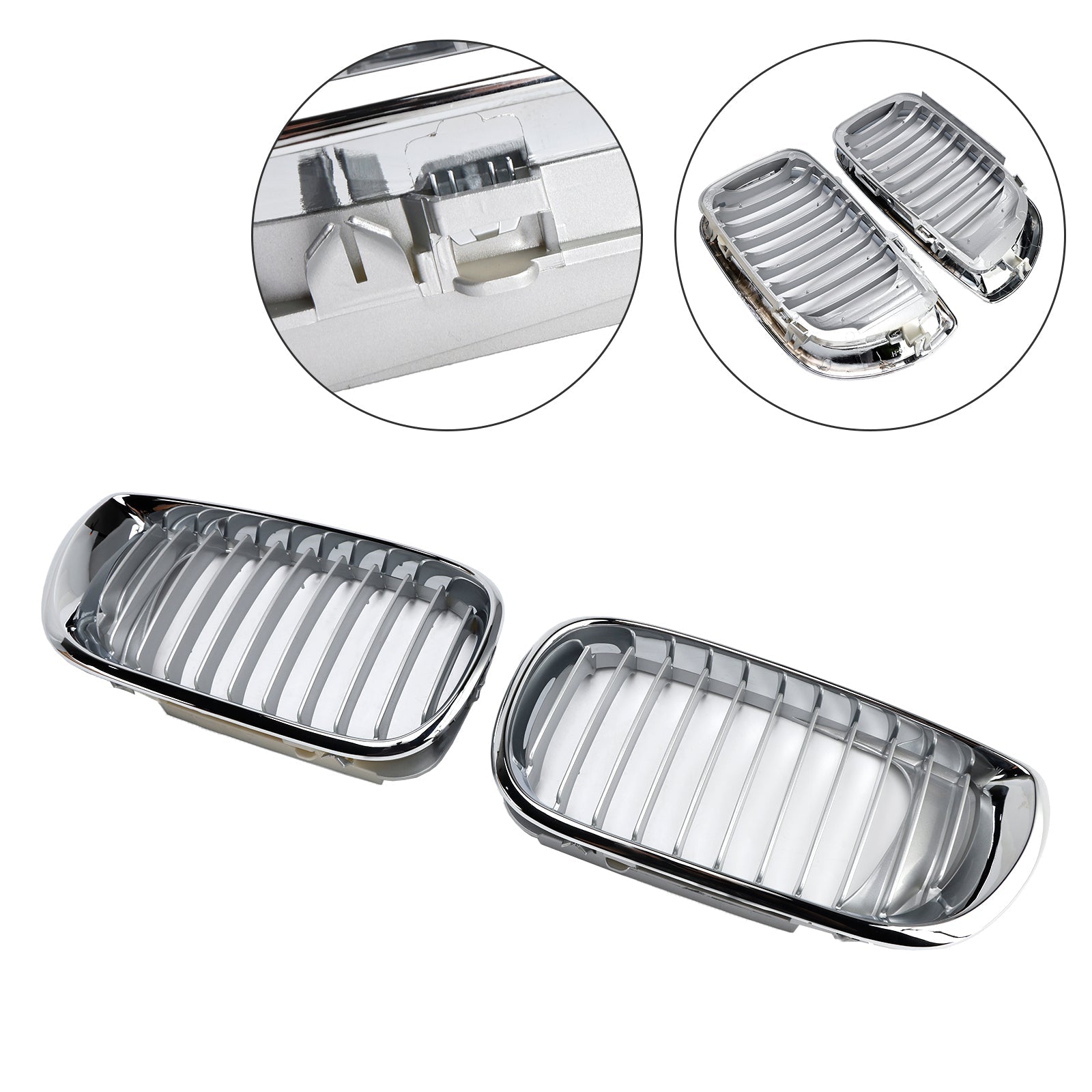 BMW 3 Series E46 Chrome Front Kidney Grille Hood 2002-2005 4 Door