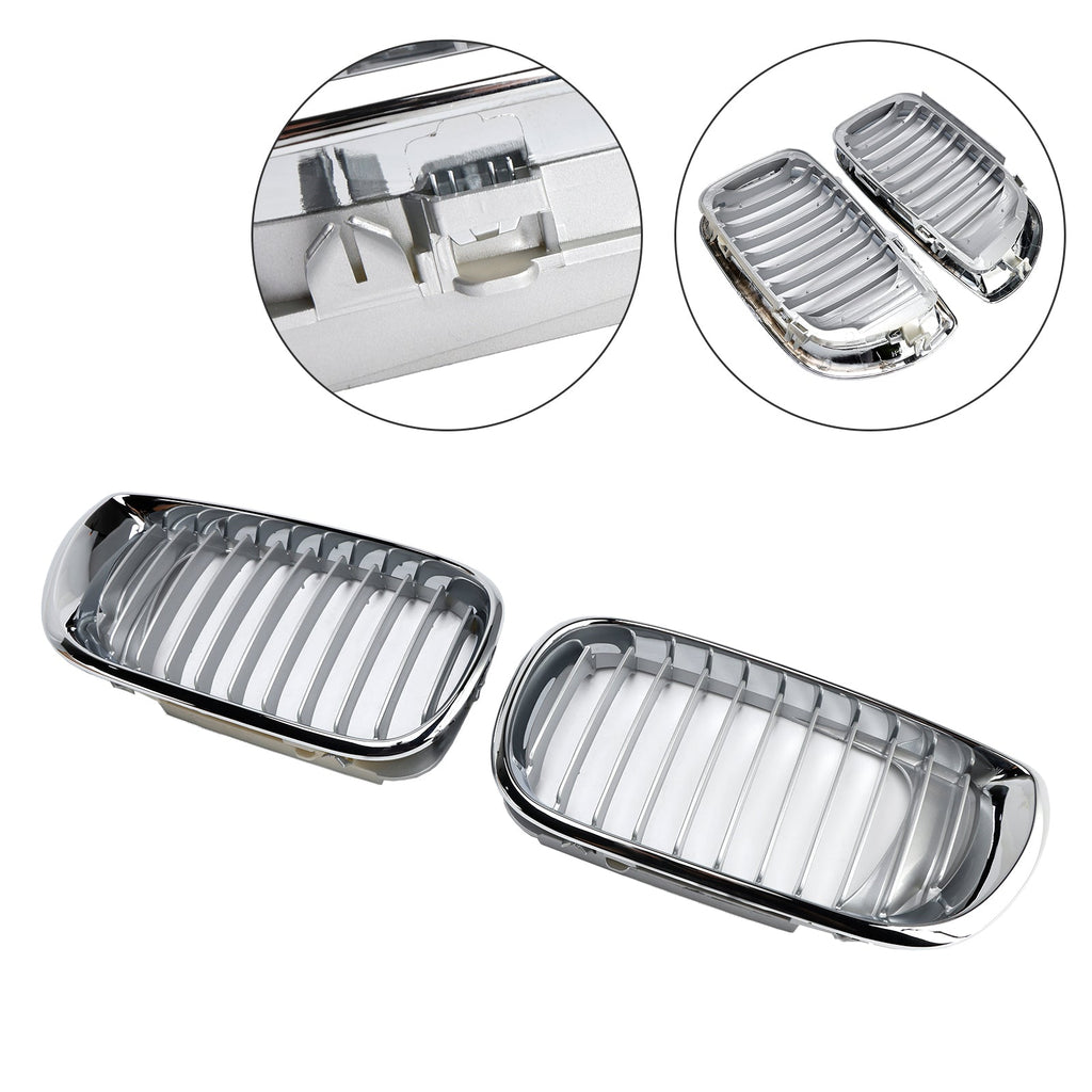 2002-2005 E46 BMW 3 Series 4-Door Chrome Front Kidney Hood Grill Insert