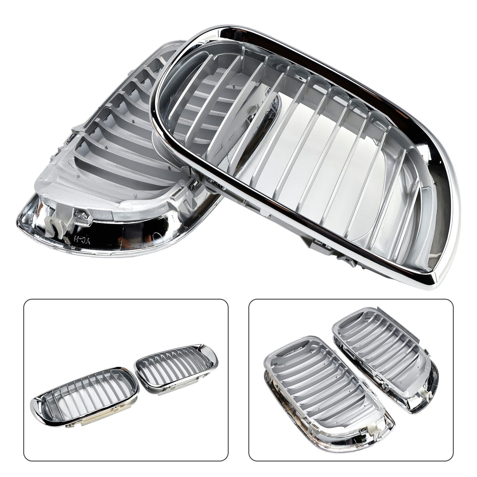 BMW 3 Series E46 Chrome Front Kidney Grille Hood 2002-2005 4 Door