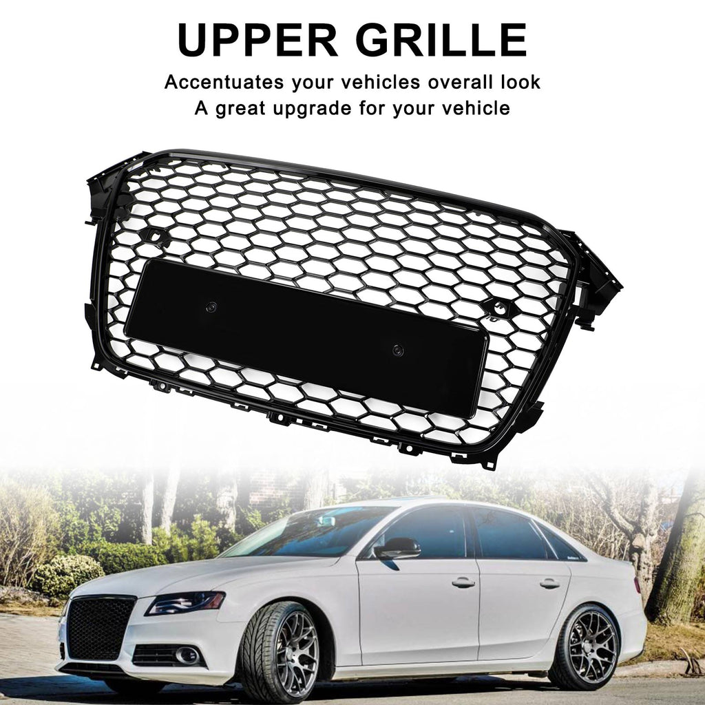 13-16 Audi A4 Gloss Black Mesh Front Bumper Grille S4 RS4 Style