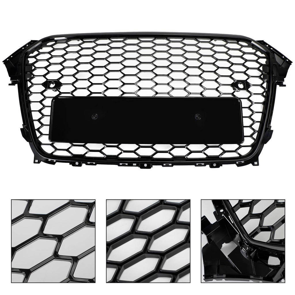 13-16 Audi A4 Gloss Black Mesh Front Bumper Grille S4 RS4 Style