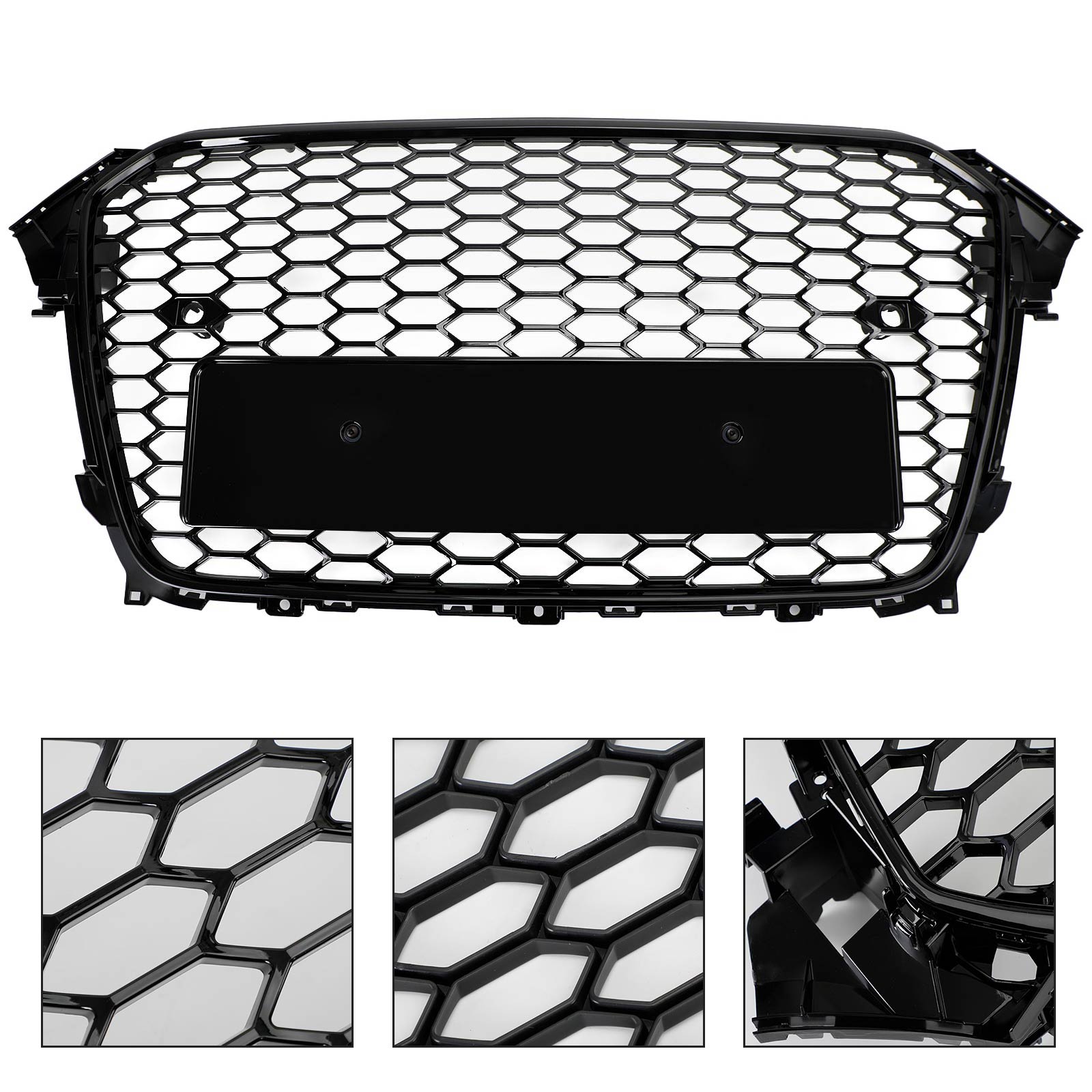 13-16 Audi A4 S4 RS4 Style Gloss Black Mesh Bumper Front Grille
