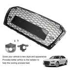16-19 Audi A4 S4 Front Grille Black RS4 Honeycomb Mesh Hex Style Replacement