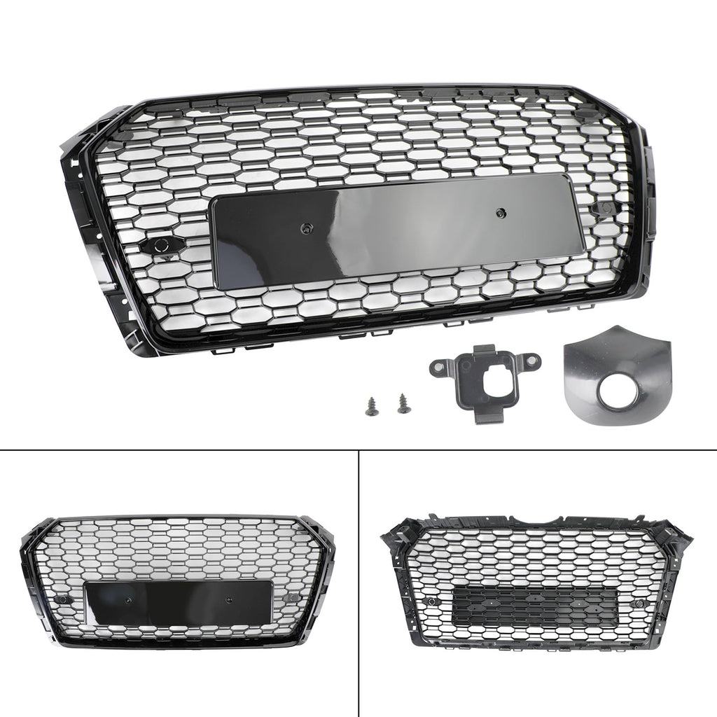 16-19 Audi A4 S4 Front Grille Black RS4 Honeycomb Mesh Hex Style Replacement