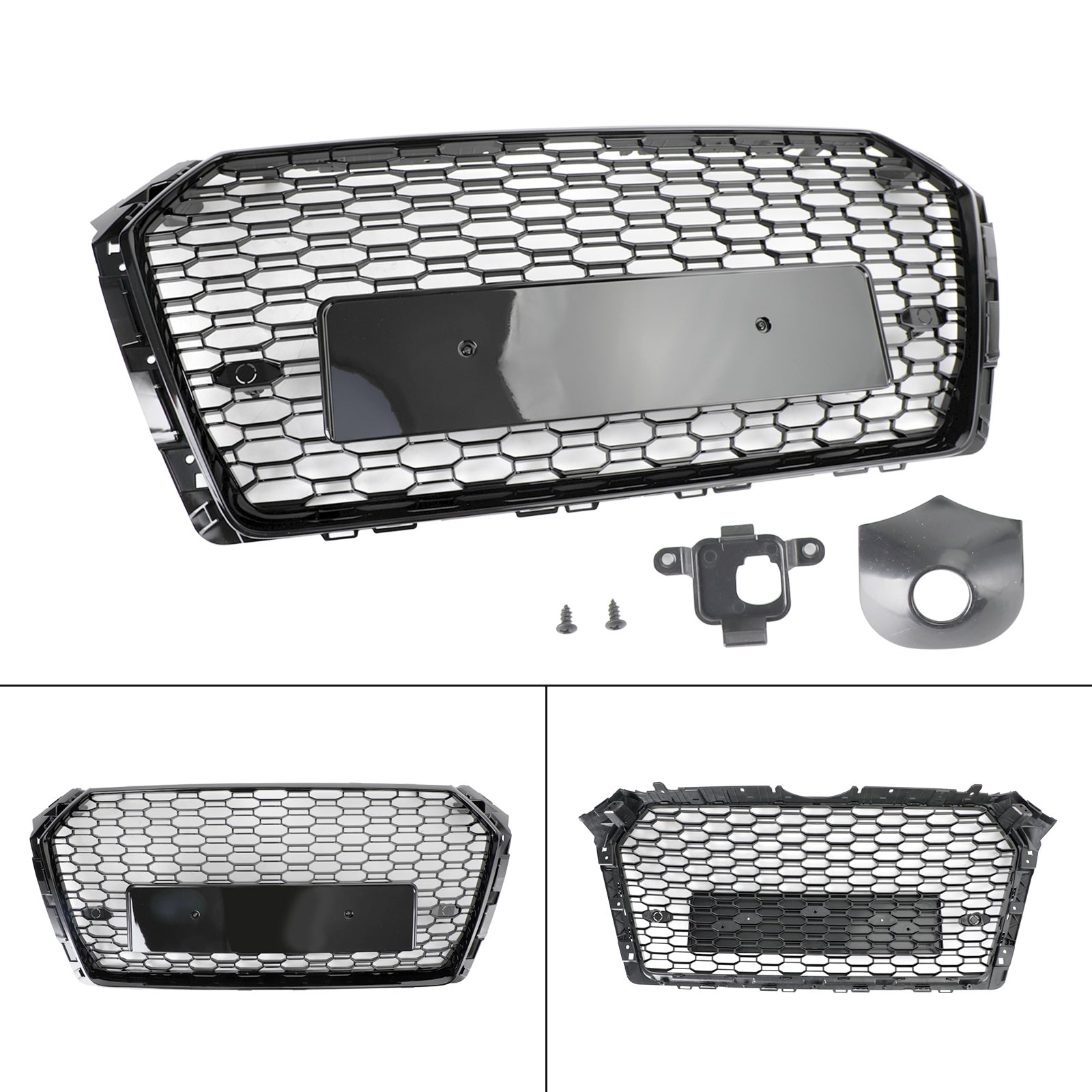 16-19 Audi A4 S4 Front Grille Black RS4 Honeycomb Mesh Hex Style Replacement