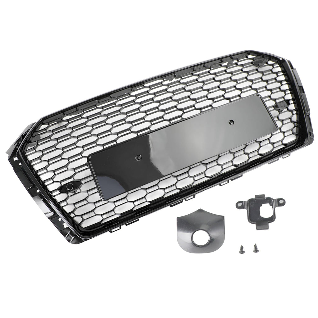 16-19 Audi A4 S4 Front Grille Black RS4 Honeycomb Mesh Hex Style Replacement