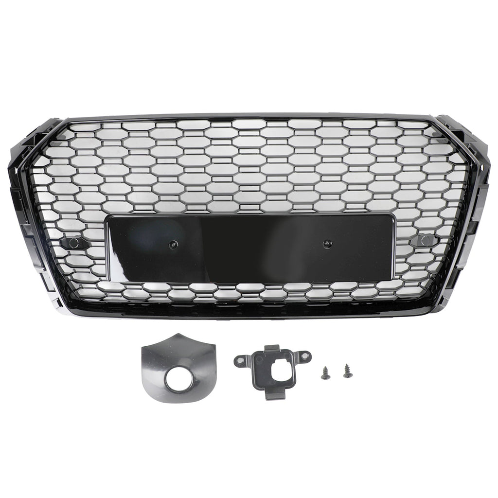 16-19 Audi A4 S4 Front Grille Black RS4 Honeycomb Mesh Hex Style Replacement